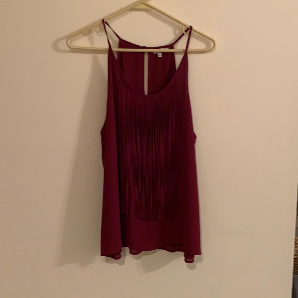 women’s burgundy 100% polyester evening tank top